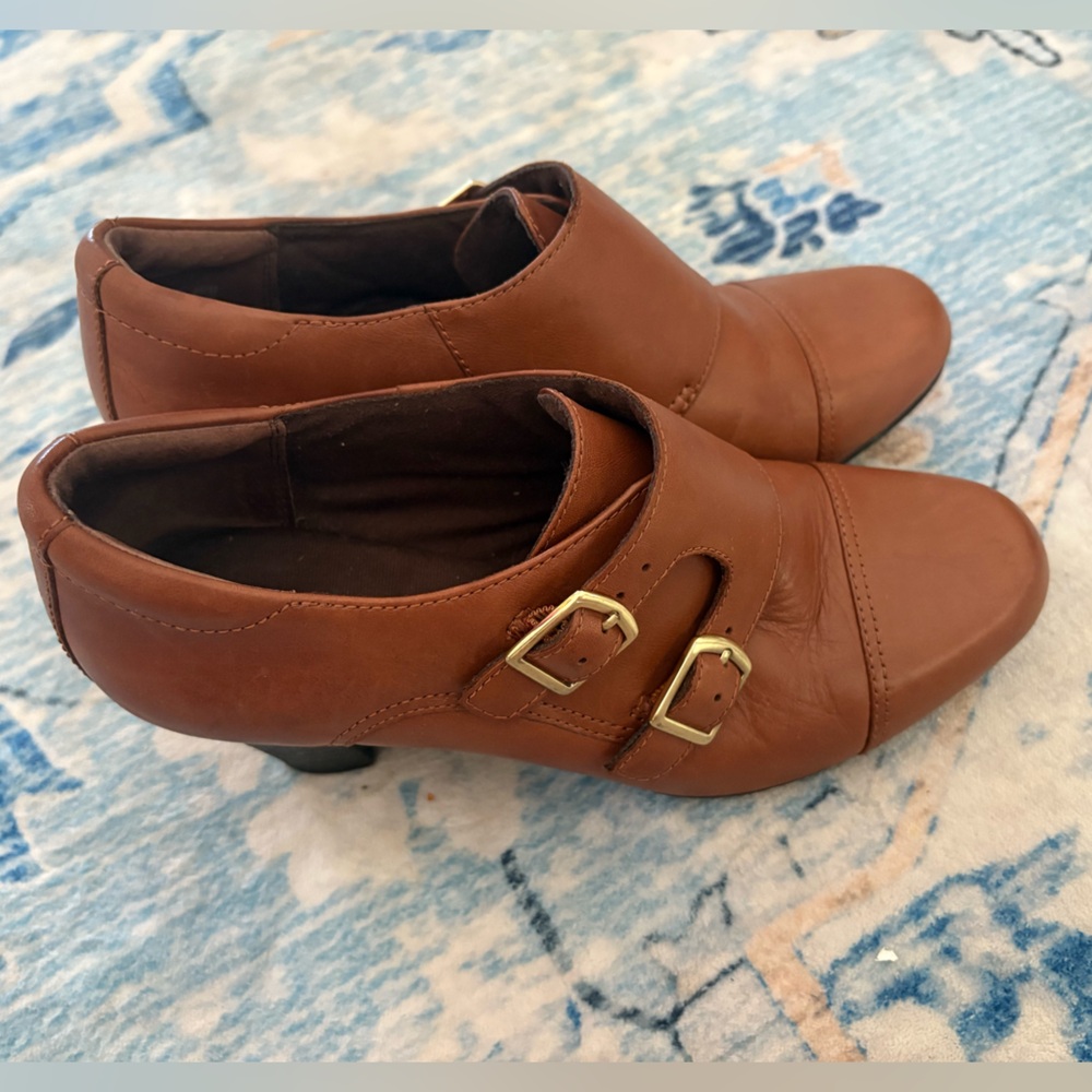 CLARKS Bendables Athena 62598 Women 6.5 M‎ Double Monk Strap Ankle Boot Booties